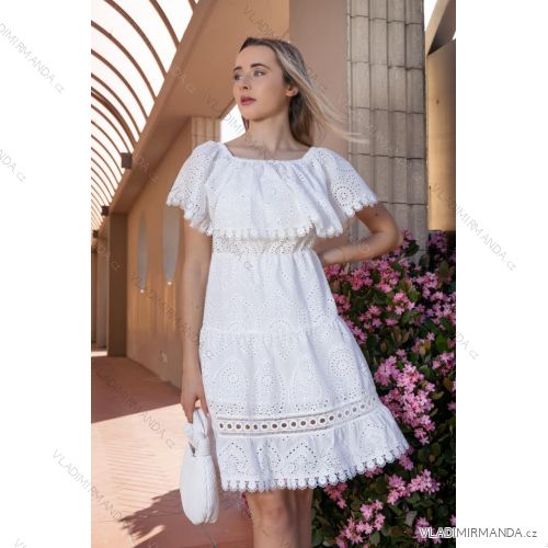 Šaty krajkové boho madeira krátký rukáv dámské (S/M/L ONE SIZE) ITALSKÁ MÓDA IMM24M56528