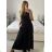 Women's Long Chiffon Short Sleeve Dress (S/M ONE SIZE) ITALIAN FASHION IMWGS231048 S / M black