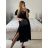 Women's Long Sleeve Hoodie Dress (S / M ONE SIZE) ITALIAN FASHION IMWA216095 S / M black