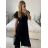 Women's Long Sleeve Hoodie Dress (S / M ONE SIZE) ITALIAN FASHION IMWA216095 S / M black