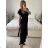 Women's Long Sleeve Hoodie Dress (S / M ONE SIZE) ITALIAN FASHION IMWA216095 S / M black