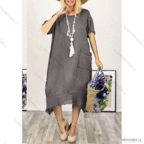 Women's Long Chiffon Short Sleeve Dress (S/M ONE SIZE) ITALIAN FASHION IMWGM23456