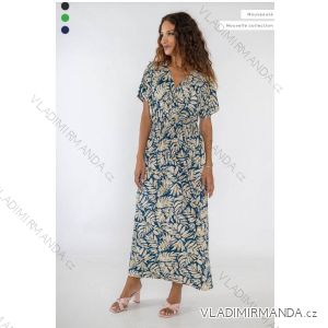 Šaty dlouhé letní krátký rukáv dámské (S/M/L ONE SIZE) FRANCOUZSKÁ MÓDA FMPZM242237-8