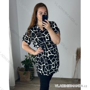 Šaty/tunika košilová s páskem dlouhý rukáv dámské (S/M/L/XL/2XL ONE SIZE) ITALSKá MóDA IM322298-1/DUR