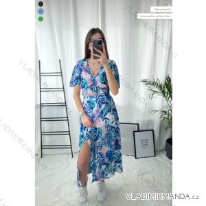 Šaty dlouhé letní krátký rukáv dámské (S/M/L ONE SIZE) FRANCOUZSKÁ MÓDA FMPZM242243-1