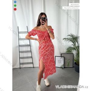 Šaty dlouhé letní krátký rukáv dámské (S/M/L ONE SIZE) FRANCOUZSKÁ MÓDA FMPZM242241-1