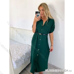 Šaty košilové s páskem dlouhý rukáv dámské nadrozměr (L/XL ONE SIZE) ITALSKÁ MÓDA IMC24077/DU