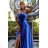 547-2 PERLA satin long dress with an exclusive neckline on the back - blue