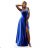 547-2 PERLA satin long dress with an exclusive neckline on the back - blue