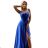 547-2 PERLA satin long dress with an exclusive neckline on the back - blue