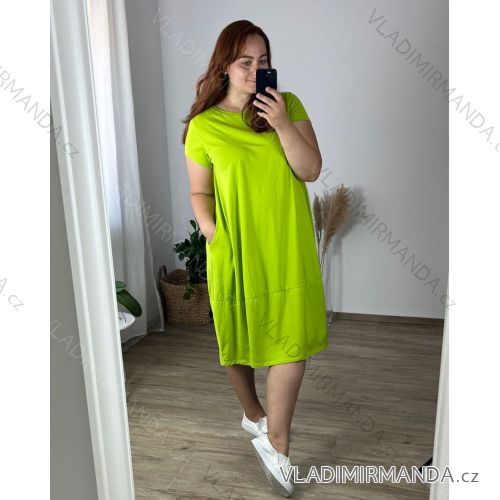 Šaty oversize letní krátký rukáv dámské nadrozměr (52/54 ONE SIZE) ITALSKÁ MÓDA IMWT24079