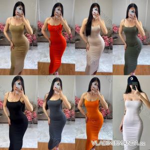 Šaty dlouhé elegantní letní na ramínka dámské (S/M ONE SIZE) ITALSKÁ MÓDA IMM24M55571