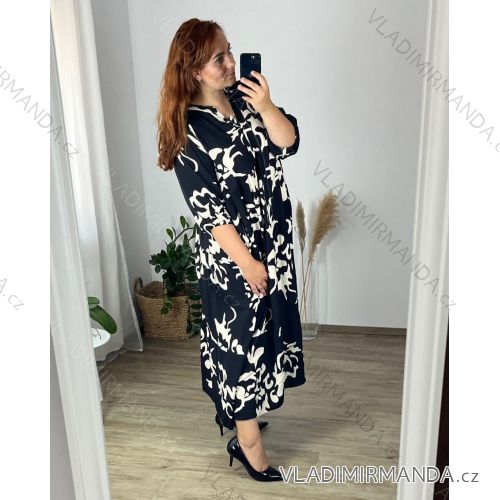 Women's Long Chiffon Short Sleeve Dress (S/M ONE SIZE) ITALIAN FASHION IMWGS231048 black 52/54