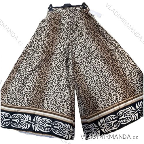 Kalhoty dlouhé letní satén leopard dámské (S/M/L ONE SIZE) ITALSKÁ MÓDA IMM24M9501