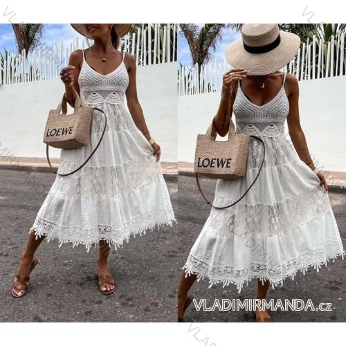 Šaty letní boho krajkové na ramínka dámské (S/M ONE SIZE) ITALSKÁ MÓDA IMM24M55595