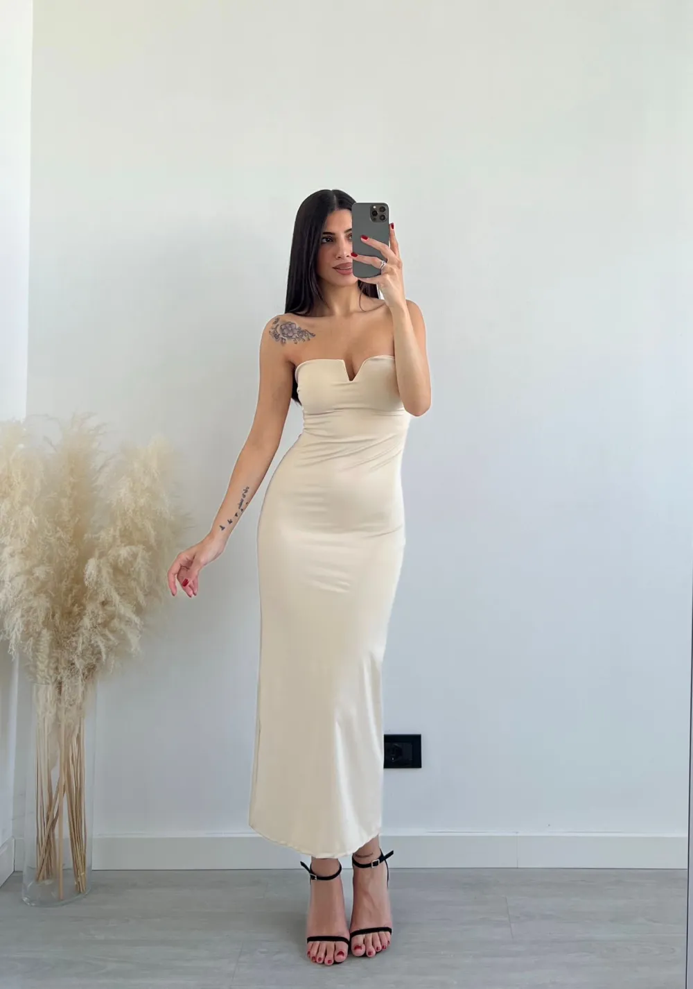 Šaty dlouhé carmen elegantní dámské (S/M ONE SIZE) ITALSKÁ MÓDA IMPBB24C29730