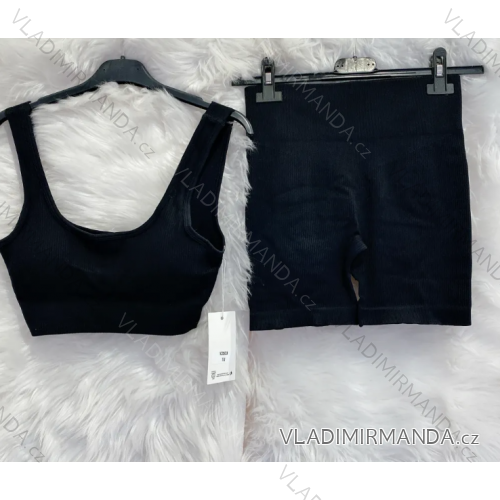 Souprava kraťasy a croptop na ramínka dámská (S/M ONE SIZE) ITALSKÁ MÓDA IMPMD24V2503