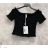 Top croptop krátký rukáv dámský (S/M ONE SIZE) ITALSKÁ MÓDA IMPMD233024c/DU S/M Černá