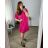 Women's Plus Size Short Sleeve Dress (52/56 ONE SIZE) ITALIAN FASHION IMBM24080 52/54 dark pink