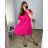 Women's Plus Size Short Sleeve Dress (52/56 ONE SIZE) ITALIAN FASHION IMBM24080 52/54 dark pink