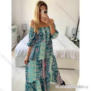 Šaty dlouhé letní indické carmen krátký rukáv dámské (S/M/L ONE SIZE) INDICKÁ MÓDA IMM24M846-2/DUR