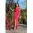 Women's Long Elegant Dress with Wide Straps (SL) FRENCH FASHION FMPEL23VELVET 40 pink