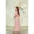 Women's Long Elegant Dress with Wide Straps (SL) FRENCH FASHION FMPEL23VELVET rose old rose 48