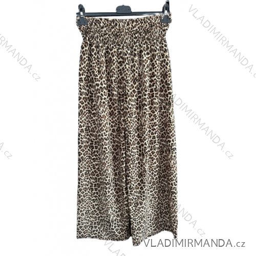 Women's Summer Oversize Leopard Long Pants (S/M/L ONE SIZE) ITALIAN FASHION IMWCP24265 S / M Brown