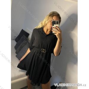 Šaty košilové 3/4 dlouhý rukáv dámské (S/M/L ONE SIZE) ITALSKÁ MÓDA IMD24081