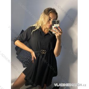 Šaty košilové 3/4 dlouhý rukáv dámské (S/M/L ONE SIZE) ITALSKÁ MÓDA IMD24081/DU