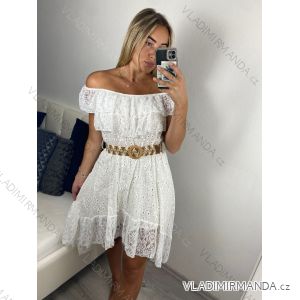 šaty boho krajkové madeira bavlněné carmen rukáv dámské (S/M ONE SIZE) ITALSKÁ MÓDA IMHMS24300/DU