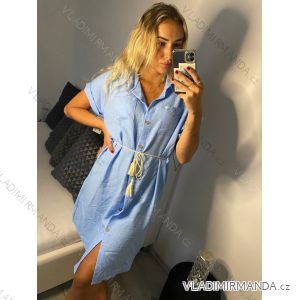 Šaty košilové krátký rukáv dámské (S/M/L ONE SIZE) ITALSKá MóDA IM321258/DR