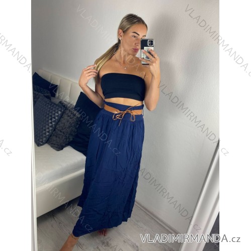 Women's long skirt with belt (S/M/L ONE SIZE) ITALIAN FASHION IM324121 -   dark blue -   M / L