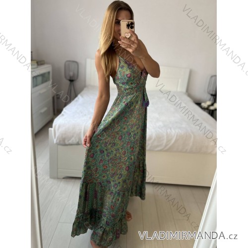 Šaty letní na ramínka dámské (S/M ONE SIZE) ITALSKÁ MÓDA IMPBB22B21841 S / M green