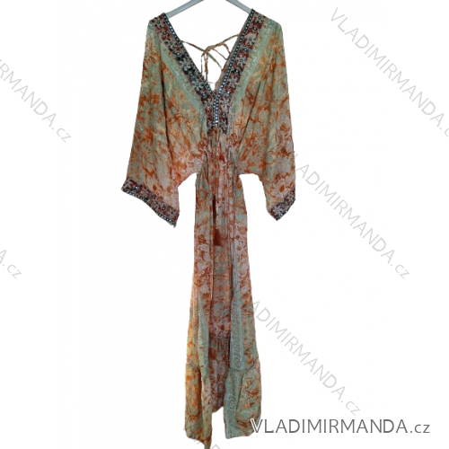 Women's Long Sleeve Summer Shirt Dress (S/M/L ONE SIZE) INDIAN FASHION IMWY23123 -   oranžová -   M / L