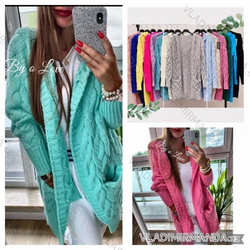 Cardigan pletený dlouhý rukáv dámský (S/M ONE SIZE) ITALSKÁ MÓDA IMWBL24051