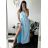 Women's Long Chiffon Short Sleeve Dress (S/M ONE SIZE) ITALIAN FASHION IMWGM23456 S / M Light blue