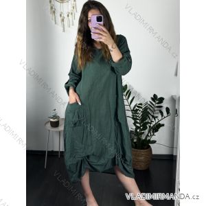 LEISURE DRESS COTTON 3/4 SLEEVE LADIES PLUS SIZE (50/52 ONE SIZE) ITALIAN FASHION IM424328