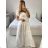 Women's Long Summer Boho Lace Short Sleeve Dress (S/M ONE SIZE) ITALIAN FASHION IMPEM2323087