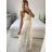 Women's Long Summer Boho Lace Strapless Dress (S/M ONE SIZE) ITALIAN FASHION IMPEM2325889 S / M white