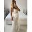 Women's Long Summer Boho Lace Strapless Dress (S/M ONE SIZE) ITALIAN FASHION IMPEM2325889 S / M white