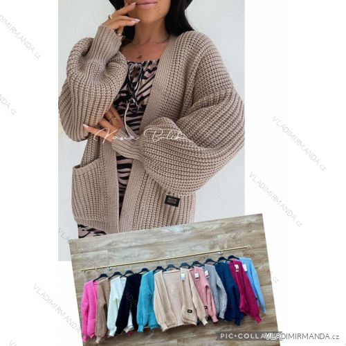 Cardigan krátký pletený dlouhý rukáv dámský (S/M/L ONE SIZE) ITALSKÁ MÓDA IMWBL24060