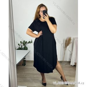 Šaty letní krátký rukáv dámské nadrozměr (XL/2XL/3XL ONE SIZE) ITALSKá MóDA IMD232603/DR