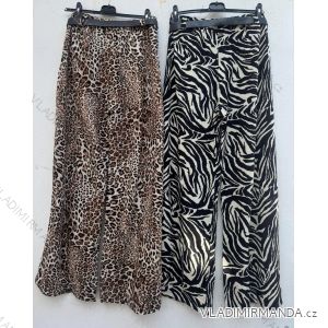 Elegante, übergroße lange Damenhose mit Leopardengürtel (S/M/L Einheitsgröße) ITALIAN FASHION IMD24281