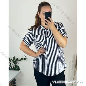 Tunika košilová prodloužená 3/4 krátký rukáv dámská nadrozměr (52/54 ONE SIZE) ITALSKá MODA IMSM24LUISA/DU