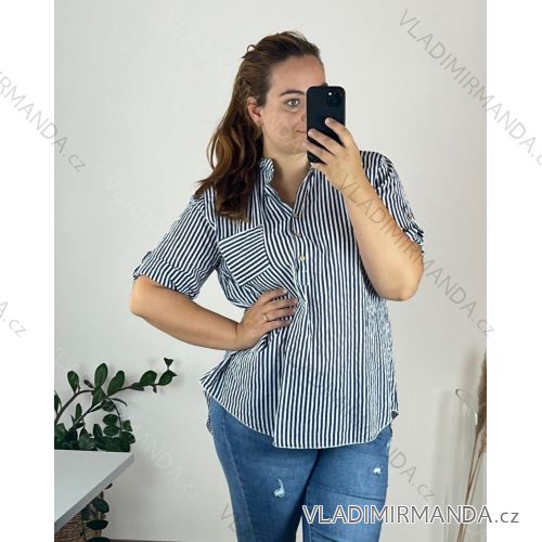 Tunic shirt shirts long sleeve with ladies (uni sl) ITALIAN Fashion IM718028 48/50 blue