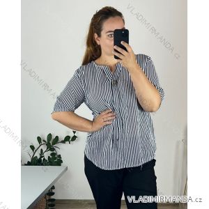 Tunika košilová krátký rukáv dámská nadrozměr (50/52 ONE SIZE) ITALSKá MODA IMSM24LEXI