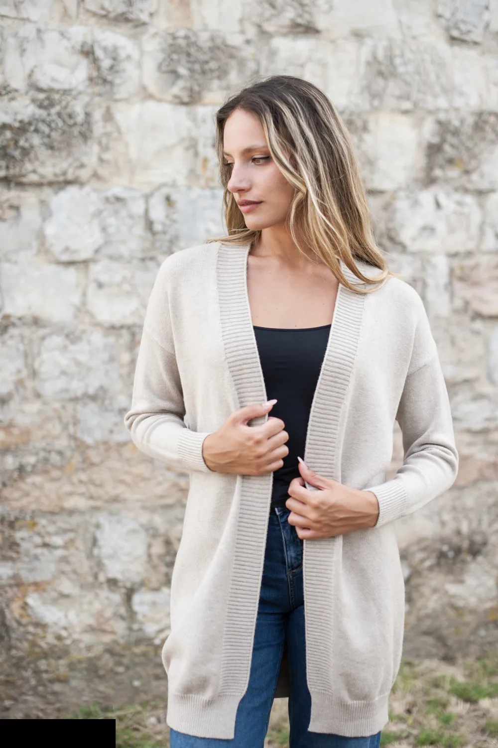 Cardigan teplý dlouhý rukáv dámský (S/M ONE SIZE) ITALSKÁ MÓDA IMPBB24Z5318