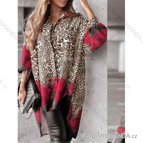 Košile oversize leopard dlouhý rukáv dámská (S/M/L ONE SIZE) ITALSKÁ MÓDA IMM24M35698