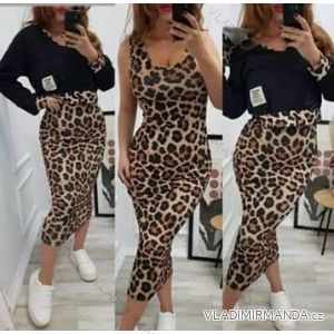 Šaty volnočasové leopard bez rukávu s mikinou dámské (S/M ONE SIZE) ITALSKÁ MÓDA IMM24M53705